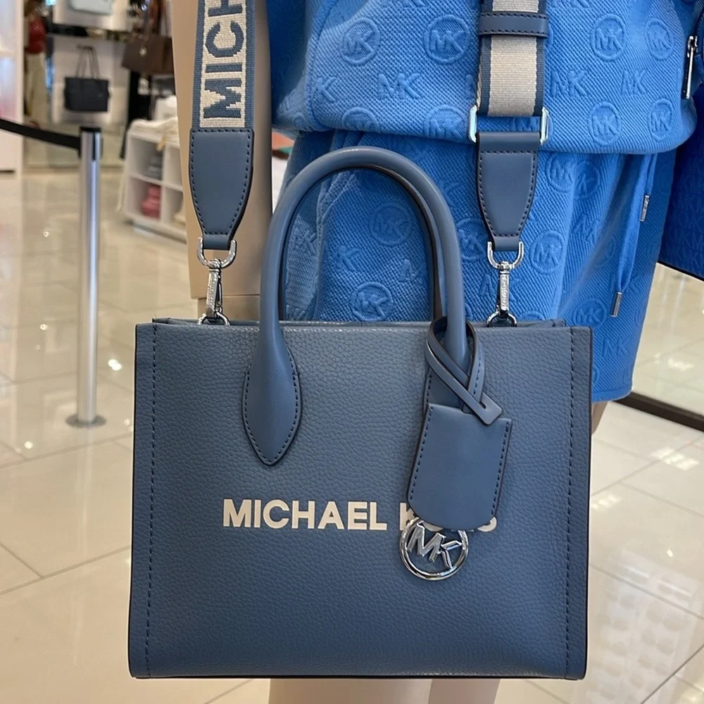 Michael Kors Mirella Small Pebbled Leather Shopper Top Zip Crossbody XBODY Tote - Picture 2 of 16